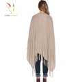 moda franja mulheres novo poncho de lã Poncho De Malha Xale Atacado